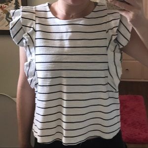 Anthropologie striped and flared sleeve top